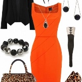 Orange na may itim at leopard print