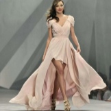 Asymmetrical dress na may tren
