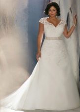 Wedding dress for full A-line with closed shoulders