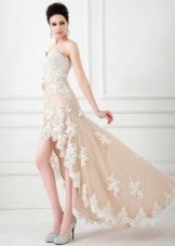 Angela & Alison's evening dress short front mahaba pabalik