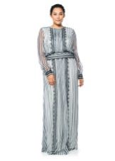 Evening dress for stout with stripes