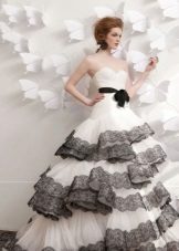 White wedding dress with black lace