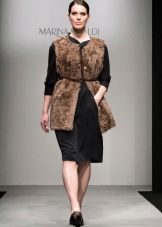 Magsuot ng panggabing eleganteng malalaking sukat na may fur vest
