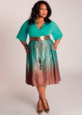 Dress with a wide belt evening for full for a wedding