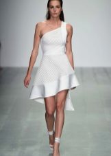 Evening dress with asymmetrical top short