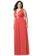 Coral evening dress for full
