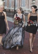 Black wedding dress na may white backing