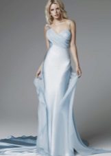 Straight light blue wedding dress