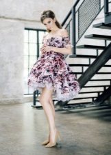 Fluffy evening dress short color
