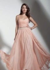 Evening beige chiffon dress
