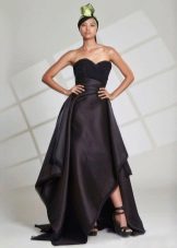 Black evening dress na may kawalaan ng simetrya