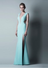 Sexy evening dress na may gilid necklines at pabulusok neckline