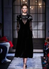 Velvet dress with sheer sleeves