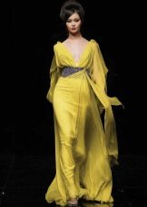 Yellow grey evening dress