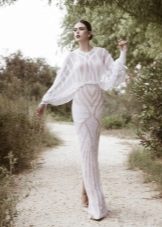 Wedding Dress na may Bat Sleeves