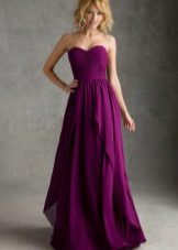Fuchsia dress na may malalim na lilim