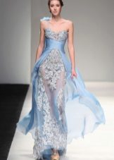 Blue chiffon dress sa sahig