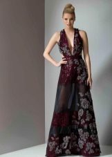 Chiffon dress na may floral print