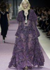 Tingnan-through closed chiffon dress