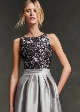 Gray dress of satin and guipure