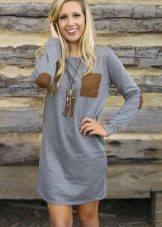 Gray dress shirt in combination with brown