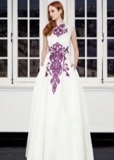 White dress with a purple print