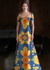Blue dress with a yellow print
