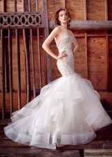 Mermaid dress sa kasal na may organza skirt