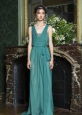 Greek dress with a low neckline