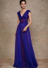 Blue Greek dress with inserts on the floor