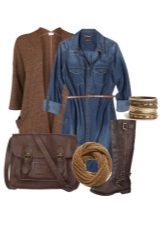 Denim shirt dress at accessories para sa mga kababaihan ng uri ng kulay Autumn