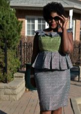 Gray dress office na may buong basque
