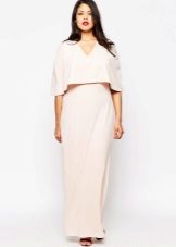 Dress kimono milky pink para sa isang buong babae