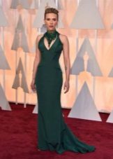 Long green dress na may American armhole