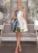 Naka-istilong puting damit na may floral print corset
