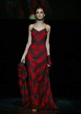 Long damit na may plaid na spaghetti straps