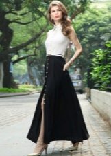 Long black and white casual dress