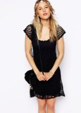 Black flared knitted dress
