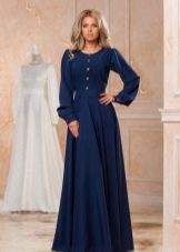 Blue long dress na taglamig