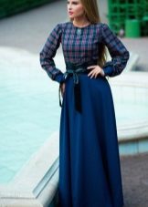 Blue long dress na taglamig