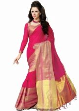 Red at Pink Indian Saree
