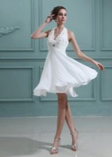 Mataas na baywang Maikling Wedding Dress