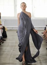 Knitted dress on one shoulder