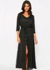 Long dressing gown na may tatlong-quarter sleeves