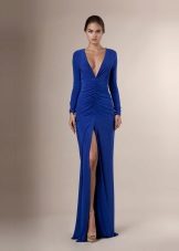 Jersey dress with draping to the floor