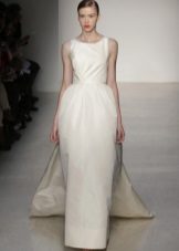 White long dress with a bell skirt with a train