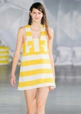 Guhit dilaw at puting damit, sundress