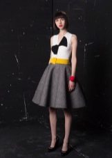 A-line Wool Dress Dalawang-tono