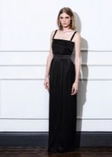 Black crepe de chine dress na may mga strap