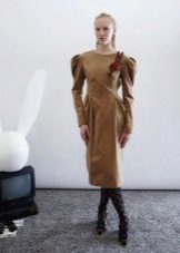 Winter dress na may manggas puff